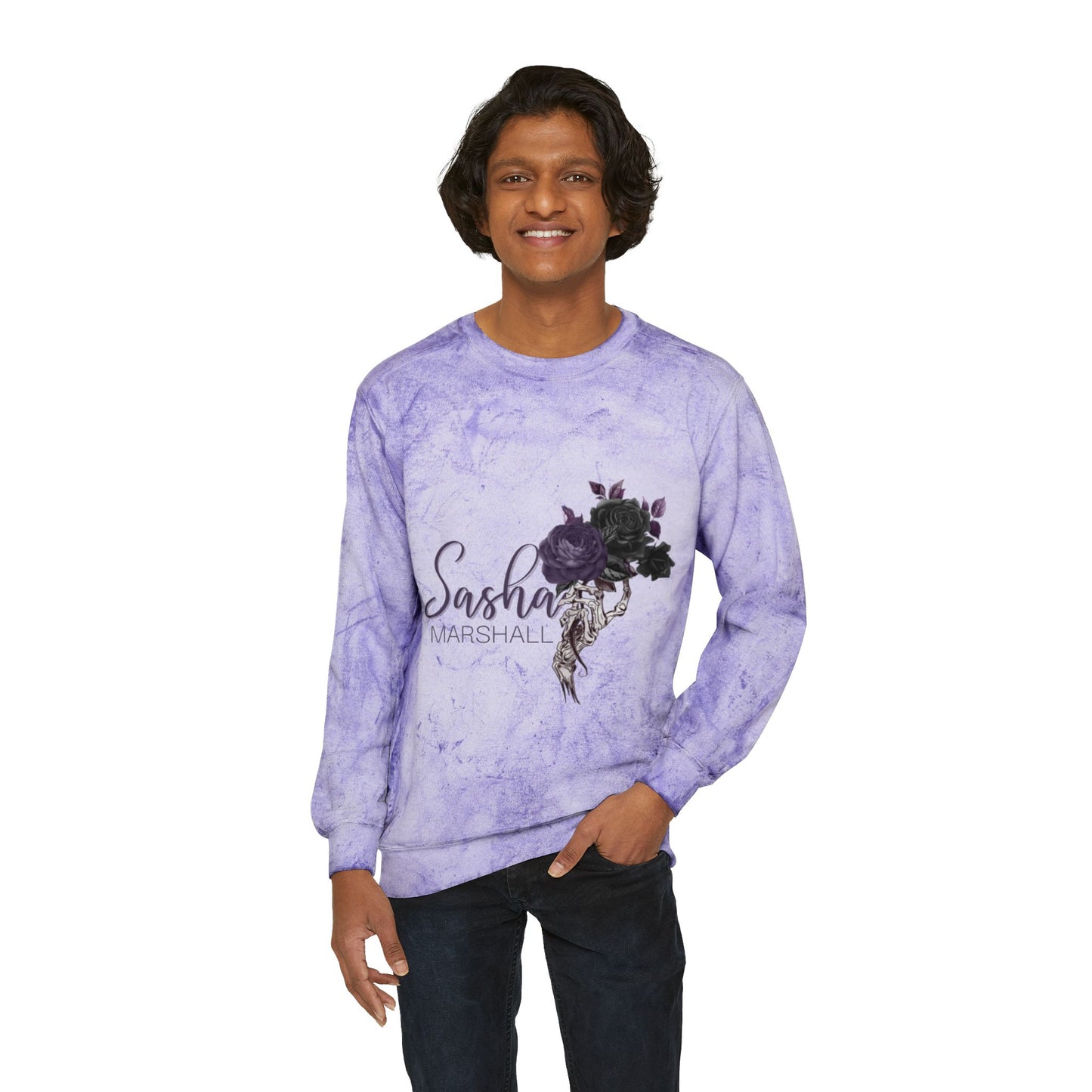 Sasha Marshall Logo Unisex Color Blast Crewneck Sweatshirt